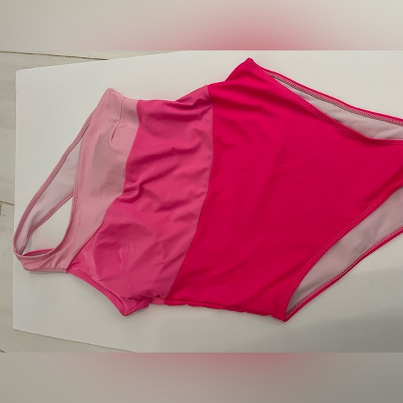 Barbie Colors Pink One Piece Swimsuit One Shoulder Cut Out Back Size XL. - Picture 4 of 6